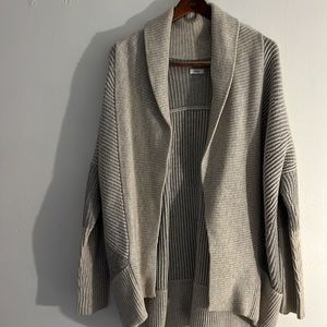 Vince oatmeal/gray two-toned ribbed cardigan
